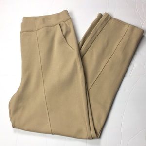 Bob Mackie Wearable Art Khaki Front Seam Straight Leg Stretch Pant with Pockets